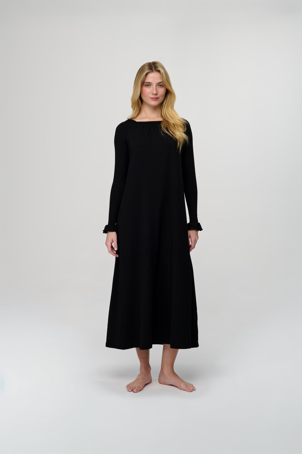 ana black dress Ribbed – By Tess Collection Simple Black Velvet Off