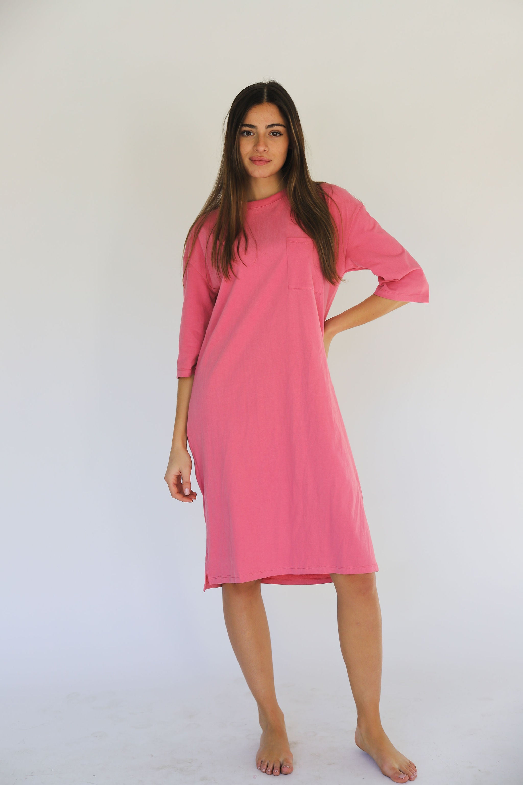 oversized t shirt dress pink ASOS DESIGN Petite oversized mini t-shirt dress in pink