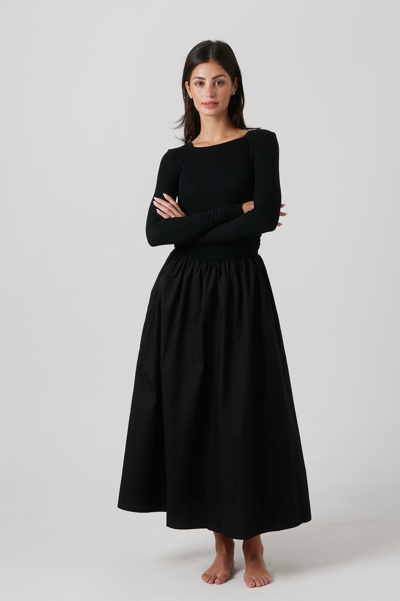 Jersey Bustier Dress With Chiffon Flounces | Blumarine