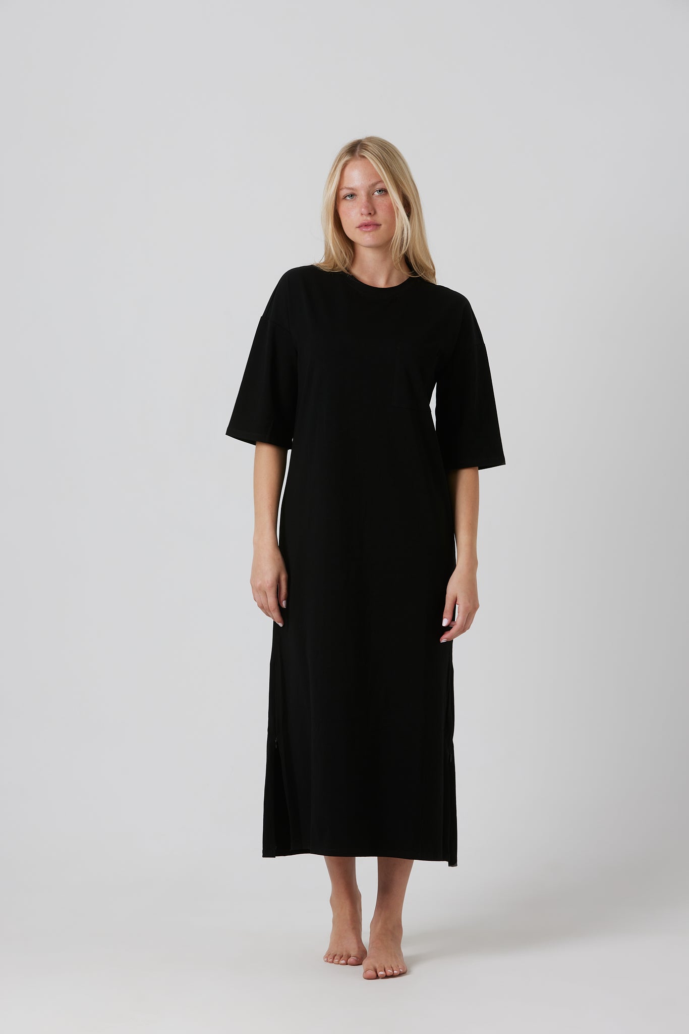 cotton t-shirt midi dress Time and Tru Women's 100% Cotton Midi T-Shirt Dress