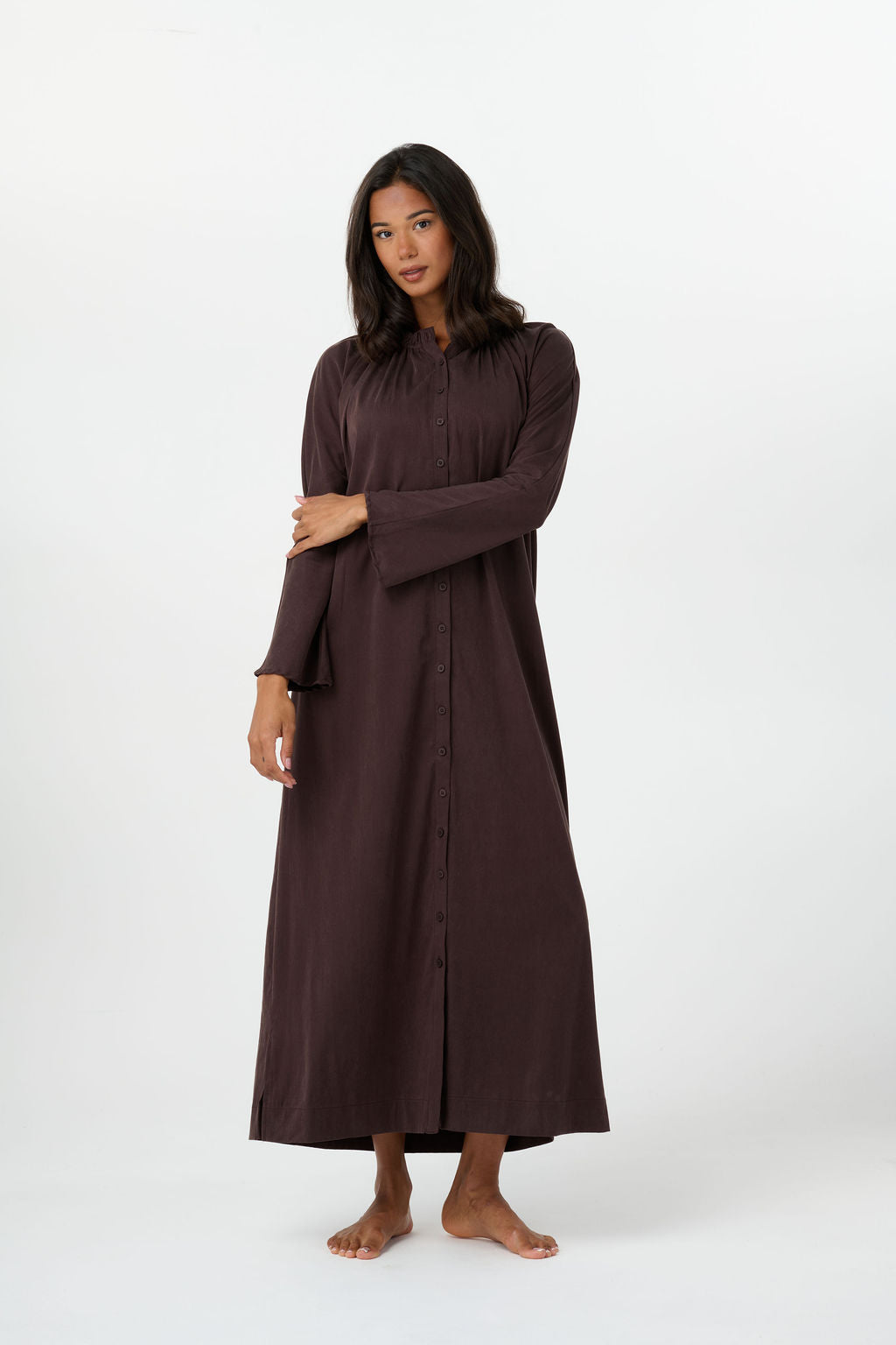 Gaia Dress
brown maxi dress
long sleeve brown dress
everyday modest dress
fall dress
modest midi dress
casual modest dress