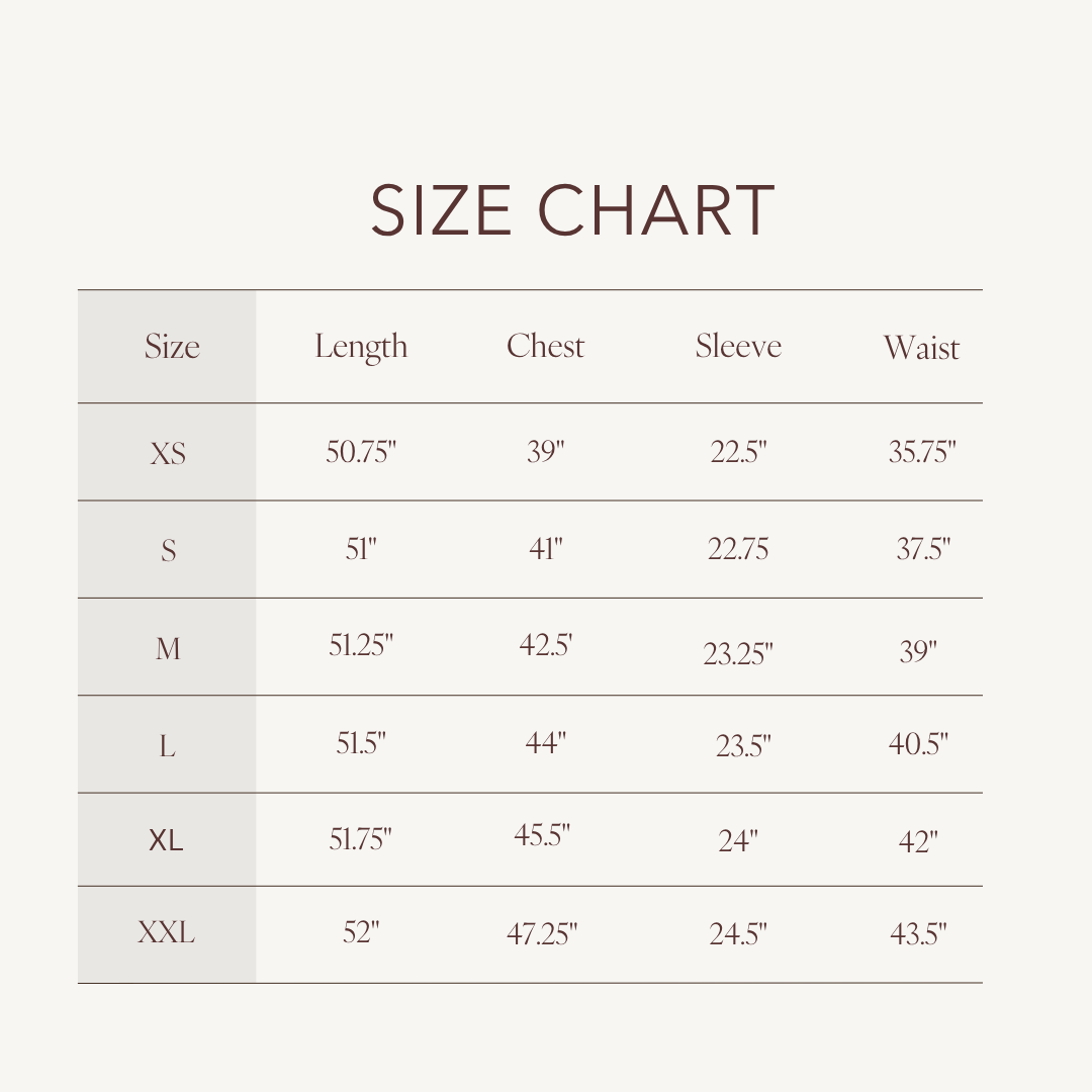 Size chart for Katia Dress