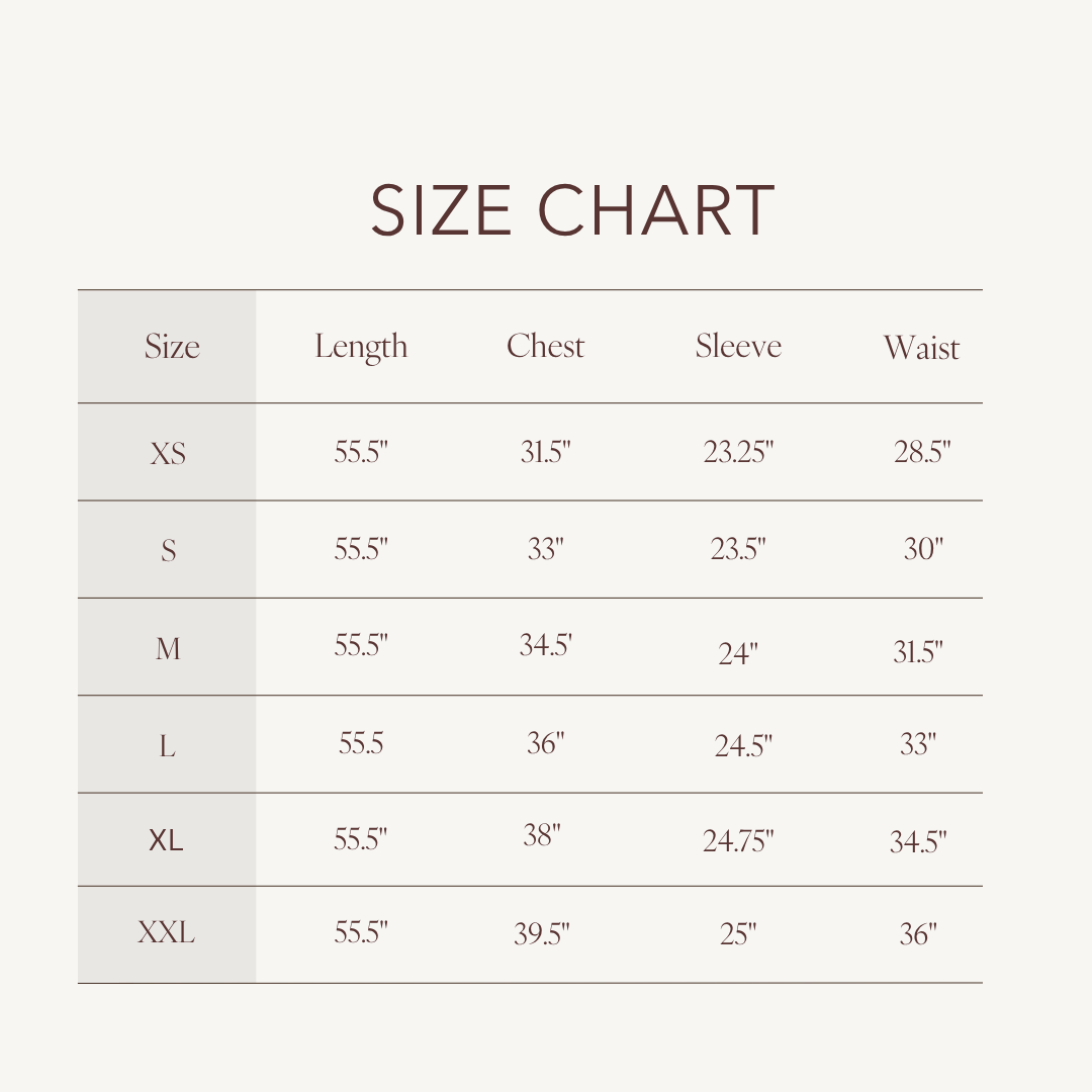 Size chart for Kyla Dress