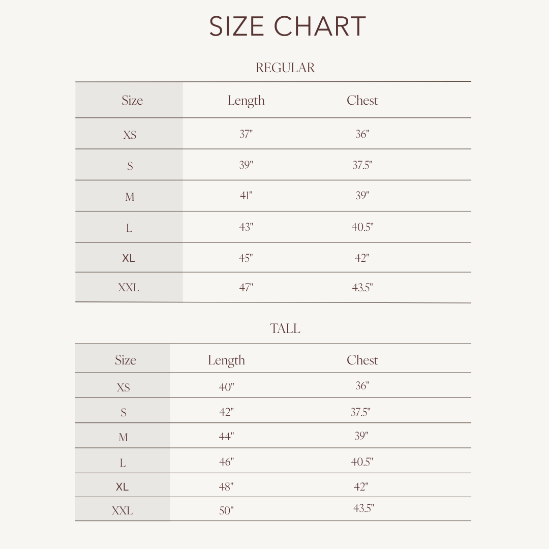 Size chart for Salome Jumper